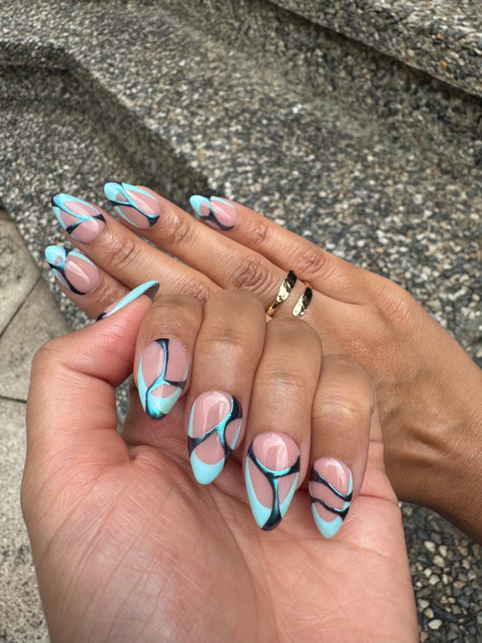 Metallic Blue Press On Nails