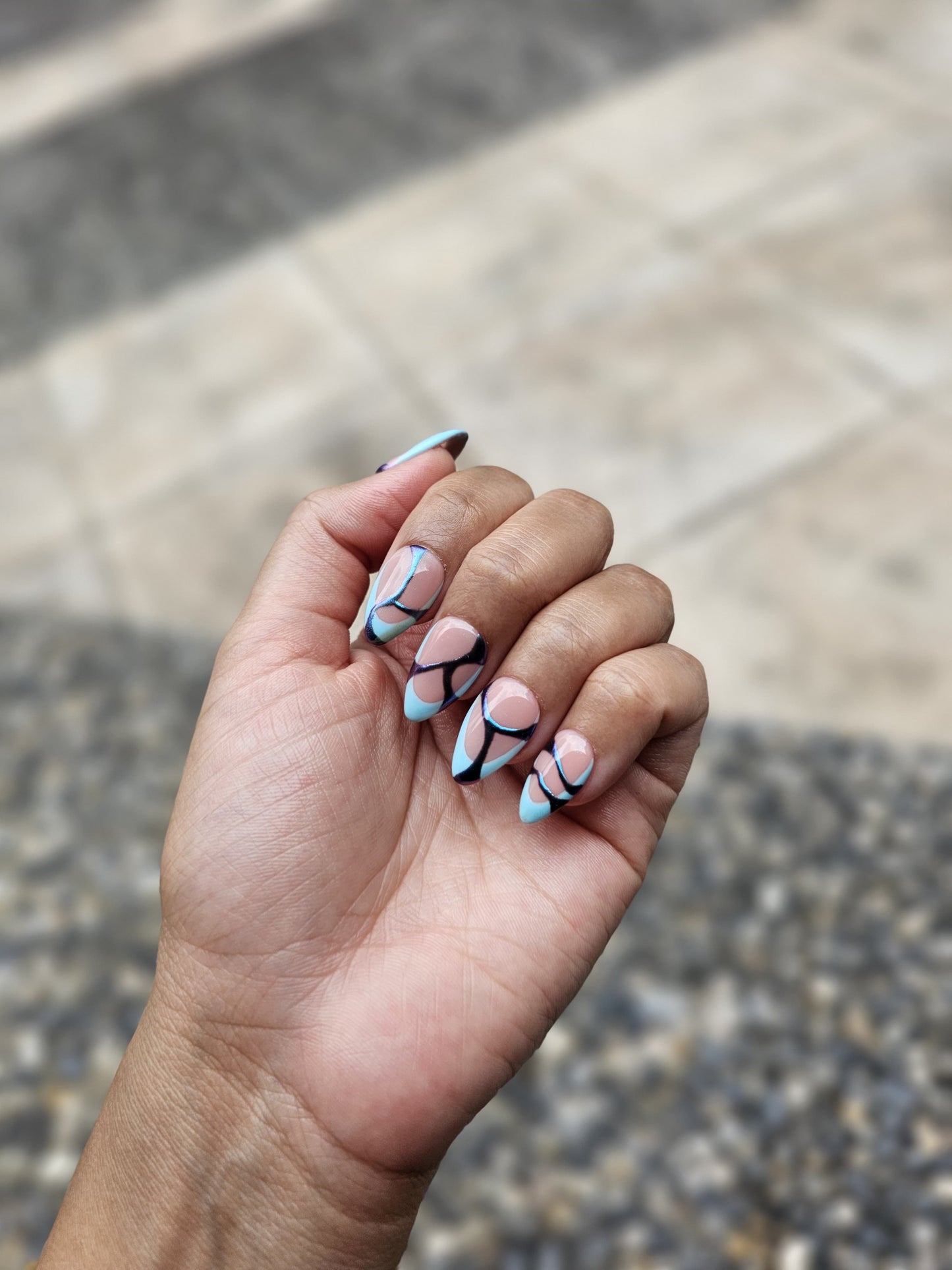 Metallic Blue Press On Nails