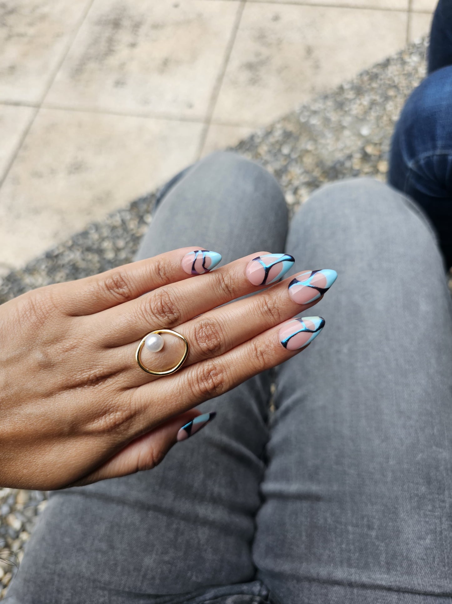 Metallic Blue Press On Nails